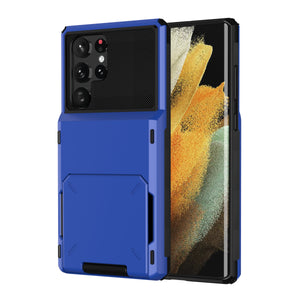 for Samsung S23 Ultra Wallet Case Flip Cover Credit Card Holder Pocket Dual Layer Protective Full-Body Protection Hard Bumper