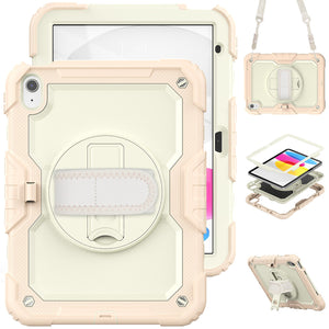 for iPad 10th Generation Case 10.9 Inch , Military Grade Shockproof Protector Silicone Cover Pencil Holder+Handle Shoulder Strap