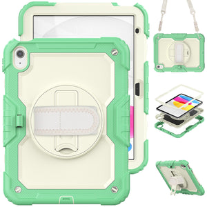 for iPad 10th Generation Case 10.9 Inch , Military Grade Shockproof Protector Silicone Cover Pencil Holder+Handle Shoulder Strap