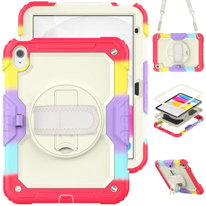 for iPad 10th Generation Case 10.9 Inch , Military Grade Shockproof Protector Silicone Cover Pencil Holder+Handle Shoulder Strap
