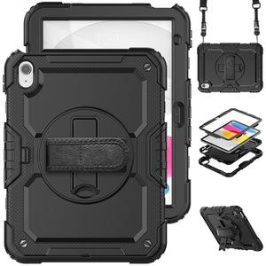 for iPad 10th Generation Case 10.9 Inch , Military Grade Shockproof Protector Silicone Cover Pencil Holder+Handle Shoulder Strap