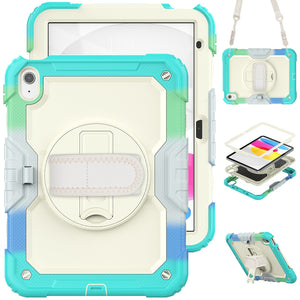 for iPad 10th Generation Case 10.9 Inch , Military Grade Shockproof Protector Silicone Cover Pencil Holder+Handle Shoulder Strap