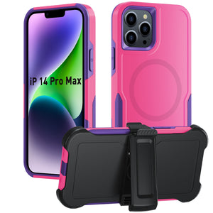 for iPhone 14 13 12 11 Case with Belt-Clip Holster Magnetic Ring,Rugged Shockproof Military Protective Bumper Armor Heavy Duty