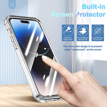 Load image into Gallery viewer, for iPhone 14 13 12 11 Pro Max Case Clear with Built-in Screen Protector Transparent Cover Full Body Protective Phone Case