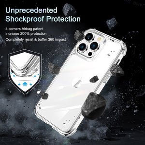 for iPhone 14 13 12 11 Pro Max Case Clear with Built-in Screen Protector Transparent Cover Full Body Protective Phone Case