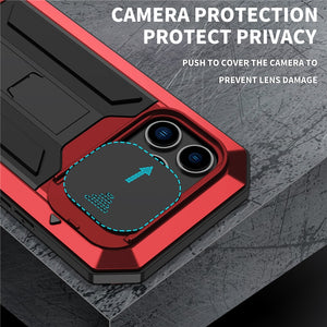 for iPhone 14 13 Pro Max Mini Case Military Grade Full-Body Rugged Built-in Kickstand Slide Camera Protective Cover Shell