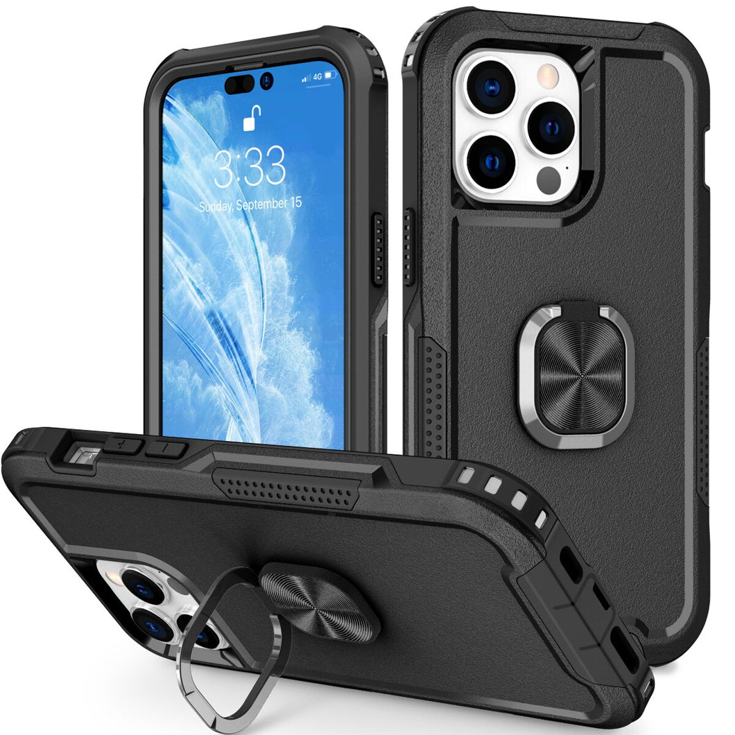for iPhone 14 Pro Max Case 2022 Heavy Duty Full Body Shockproof Kickstand with 360° Ring Holder Support Car Mount Hybrid Bumper