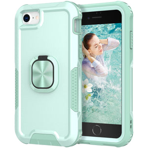 for iPhone SE 2022/2020 7 8 Case Heavy Duty Full Body Shockproof Kickstand with 360° Ring Holder Support Car Mount Hybrid Bumper