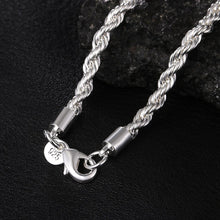 Load image into Gallery viewer, High Quality 925 Silver Color 4MM Women Men Chain Male Twisted Rope Necklace Bracelets Fashion Silver jewelry Set
