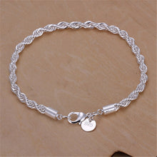 Load image into Gallery viewer, High Quality 925 Silver Color 4MM Women Men Chain Male Twisted Rope Necklace Bracelets Fashion Silver jewelry Set
